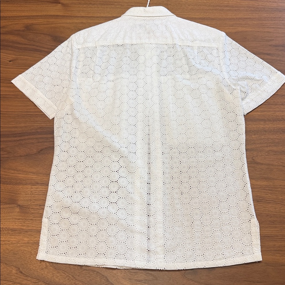 Mr. Turk White Eyelet Button Down Shirt - Picture 3 of 4